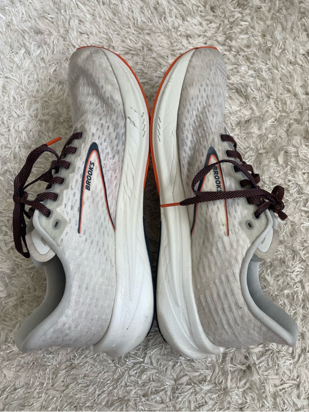 Brooks Men's Hyperion Running Shoes Oyster Mushroom White with Orange Accents - Picture 9 of 12